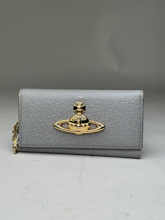 Vintage Vivienne Westwood Leather Wallet Grey Gold-tone