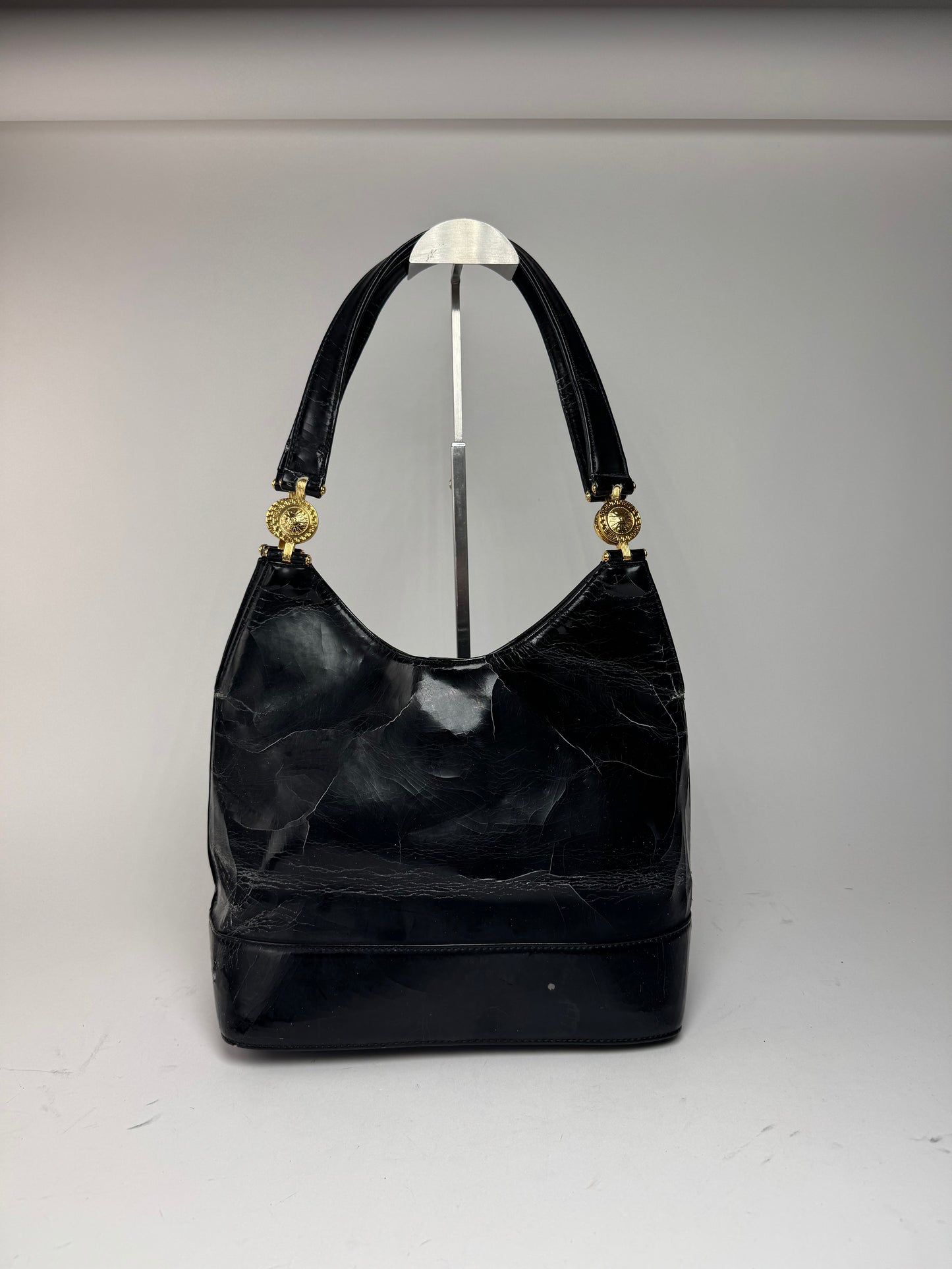 Sac vintage en cuir Versace noir