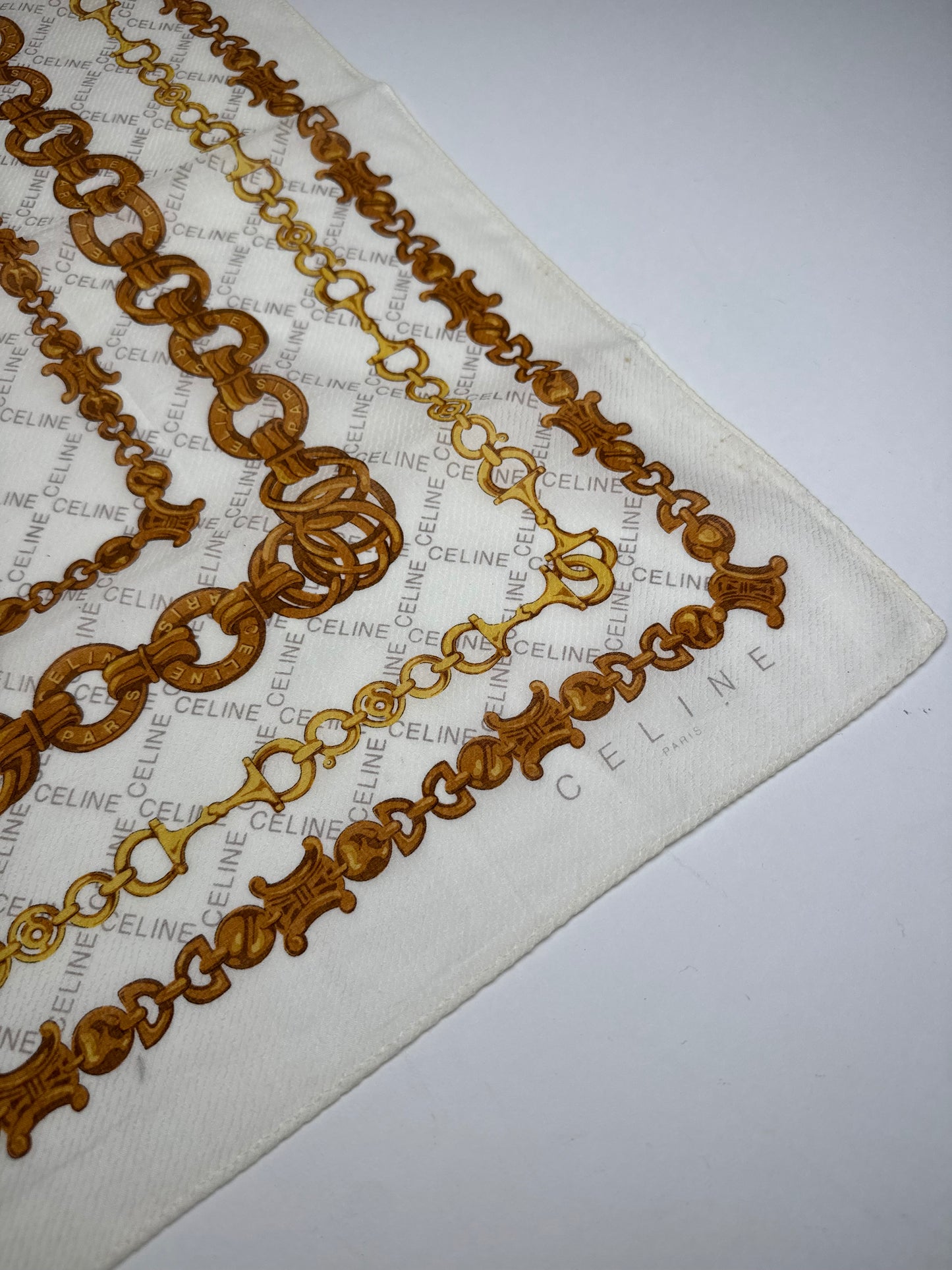 Vintage Celine Baroque Scarf White golden