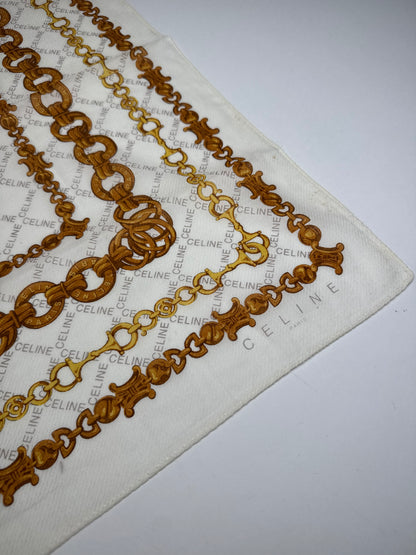 Vintage Celine Baroque Scarf White golden