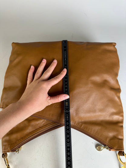 Vintage Gucci Leather Shoulder Bag Tan Gold