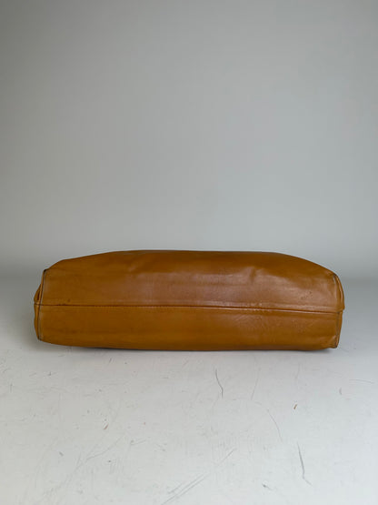 Vintage Gucci Leather Shoulder Bag Tan Gold