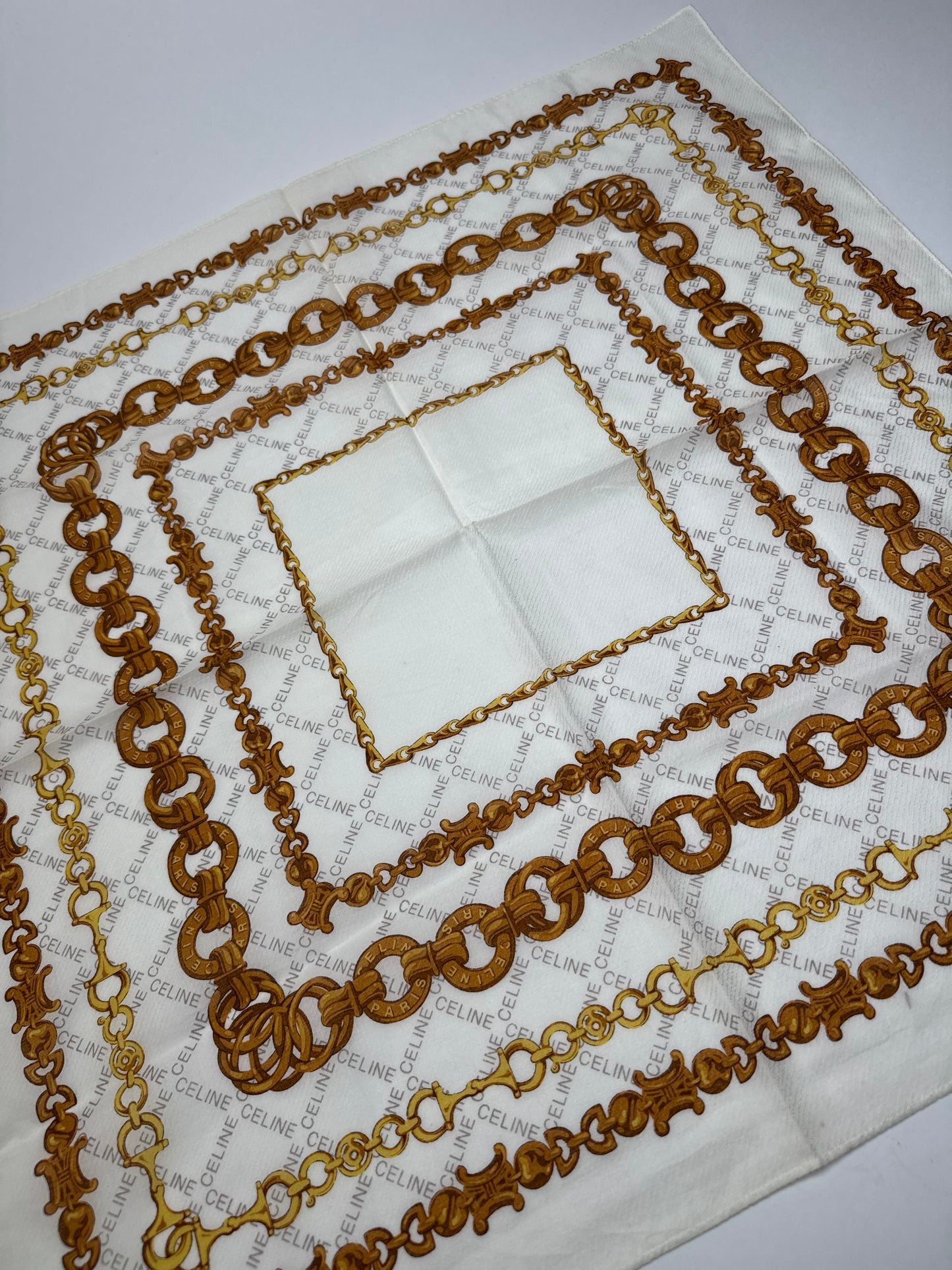 Vintage Celine Baroque Scarf White golden
