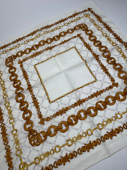 Vintage Celine Baroque Scarf White golden
