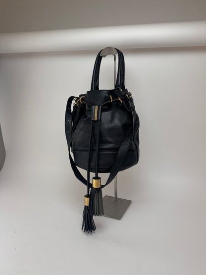 Sac seau vintage en cuir noir CHLOE 2 voies