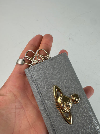 Vintage Vivienne Westwood Leather Wallet Grey Gold-tone