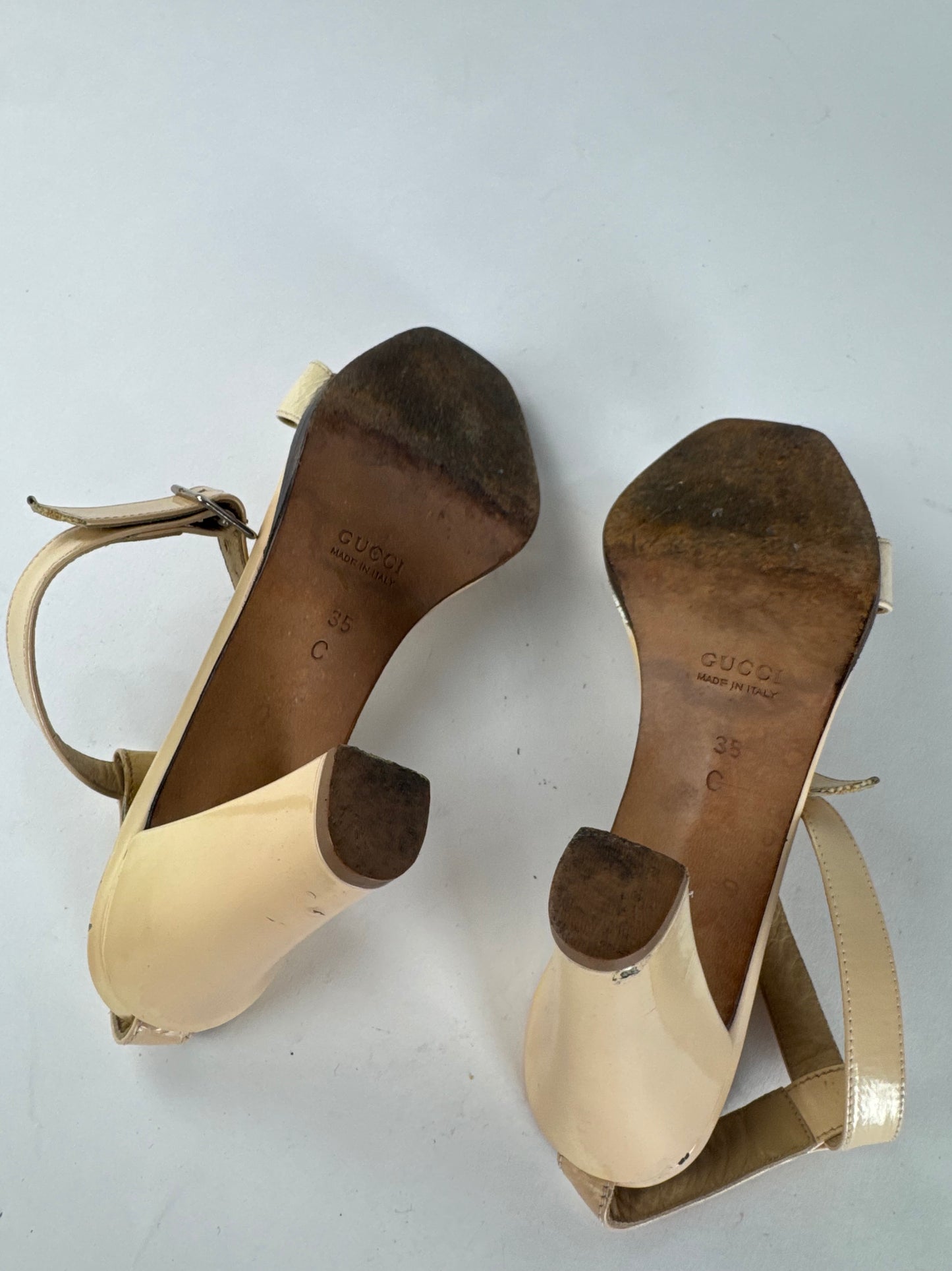 Vintage Gucci Leather Horsebit Pumps Beige EU35C