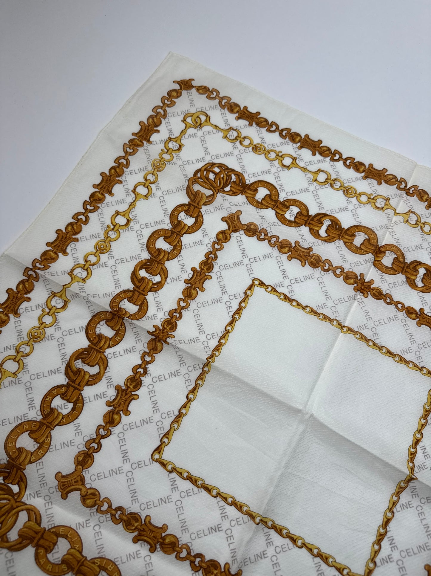 Vintage Celine Baroque Scarf White golden
