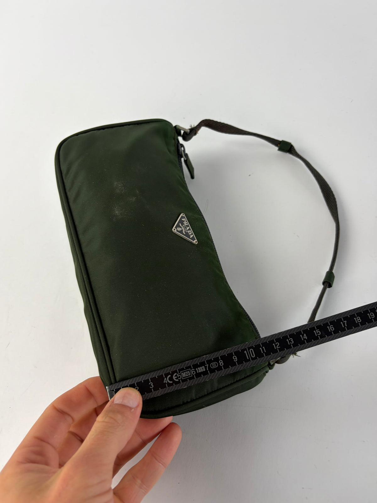Vintage Prada Tessuto Nylon Pouch Bag Late 1990s Dark Green