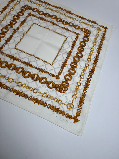 Vintage Celine Baroque Scarf White golden