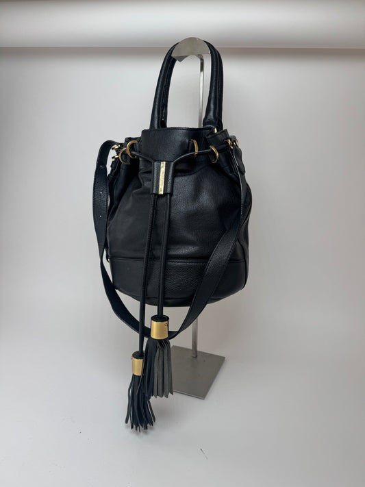 Sac seau vintage en cuir noir CHLOE 2 voies