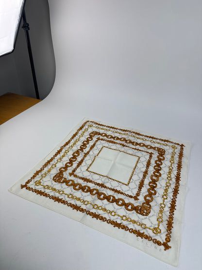 Vintage Celine Baroque Scarf White golden
