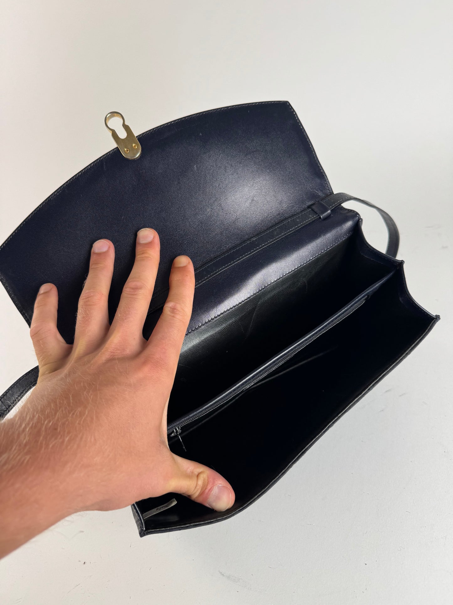 Sac vintage en cuir monogramme Balenciaga bleu marine