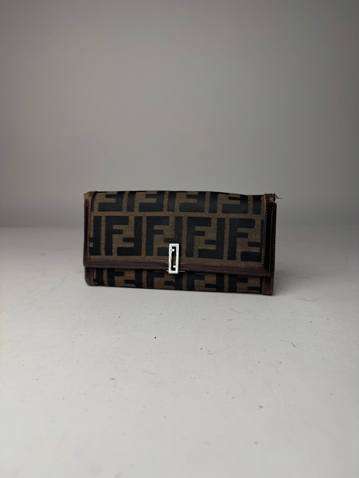 Vintage Fendi FF Monogram Canvas Leather Wallet Brown