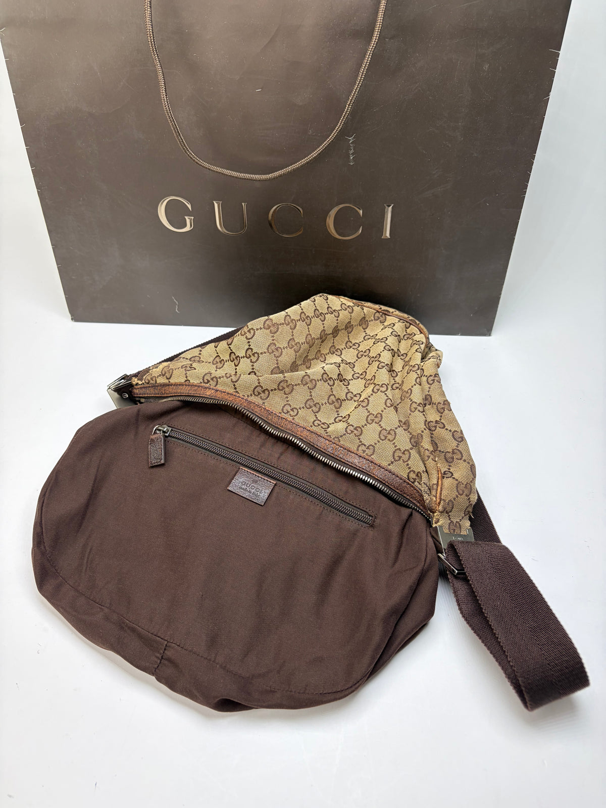 Vintage Gucci GG Supreme Hobo Bag Late 2000s Beige Brown