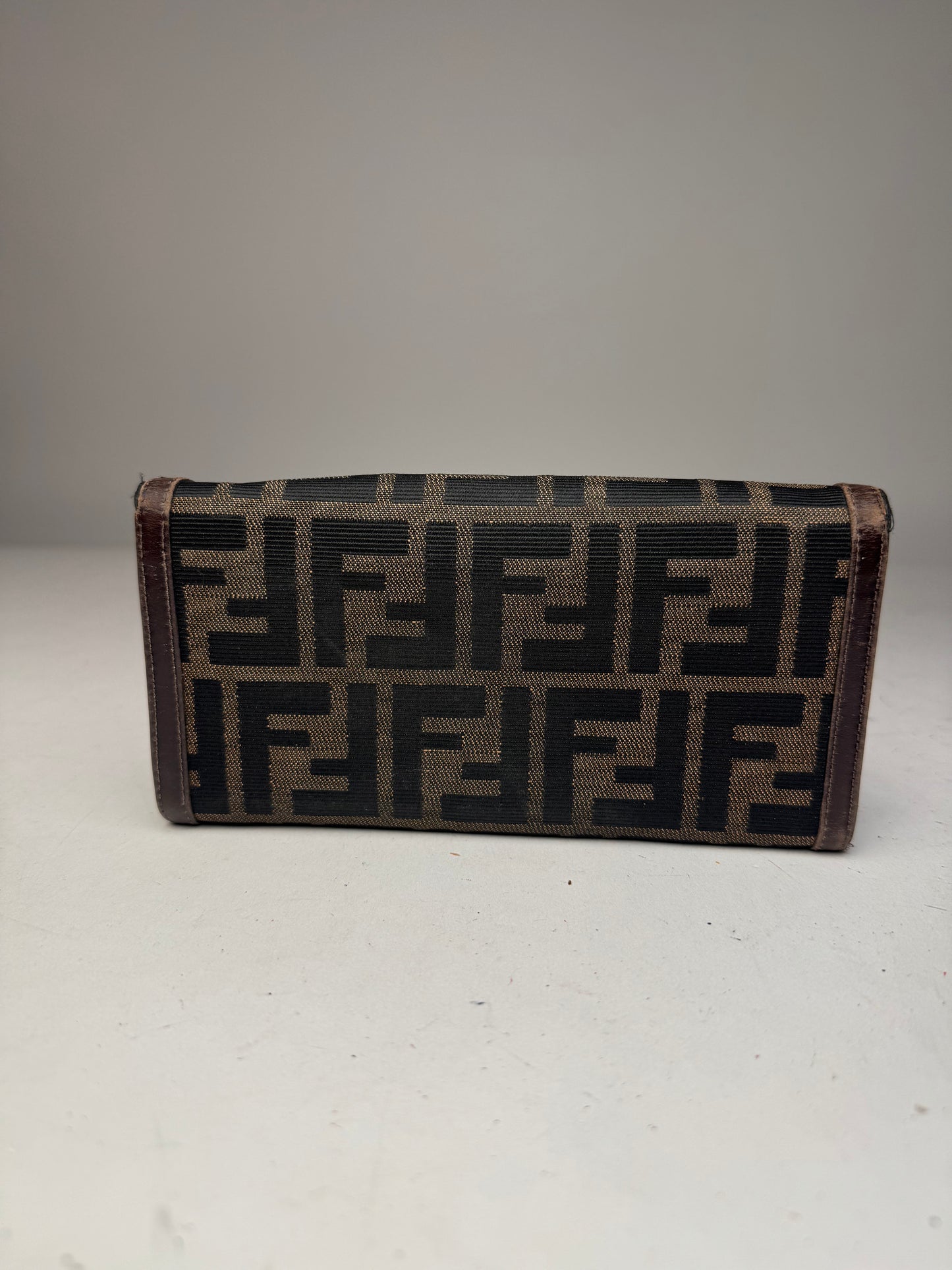 Vintage Fendi FF Monogram Canvas Leather Wallet Brown