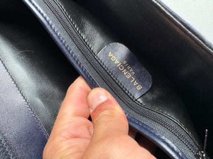 Sac vintage en cuir monogramme Balenciaga bleu marine