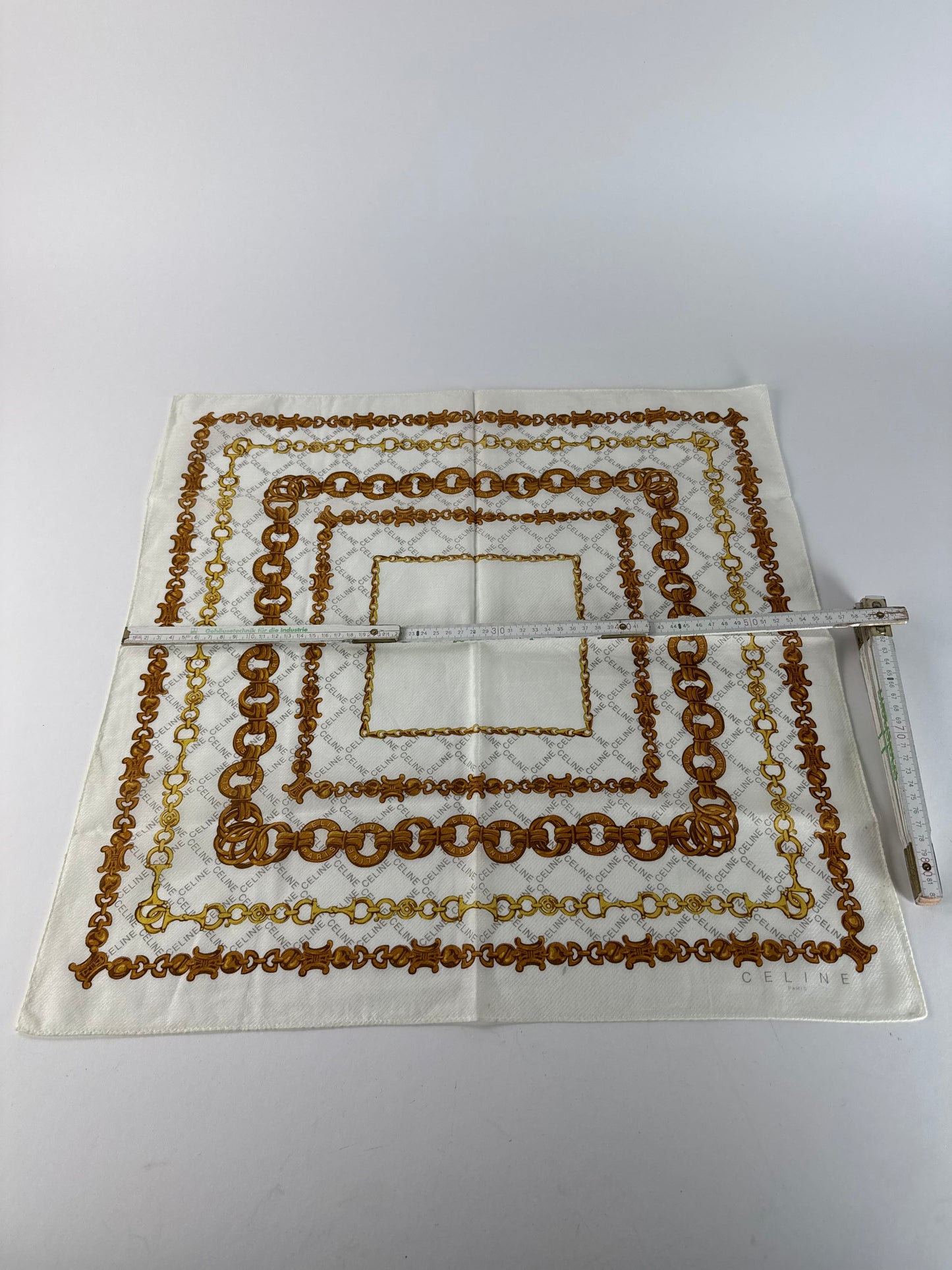 Vintage Celine Baroque Scarf White golden