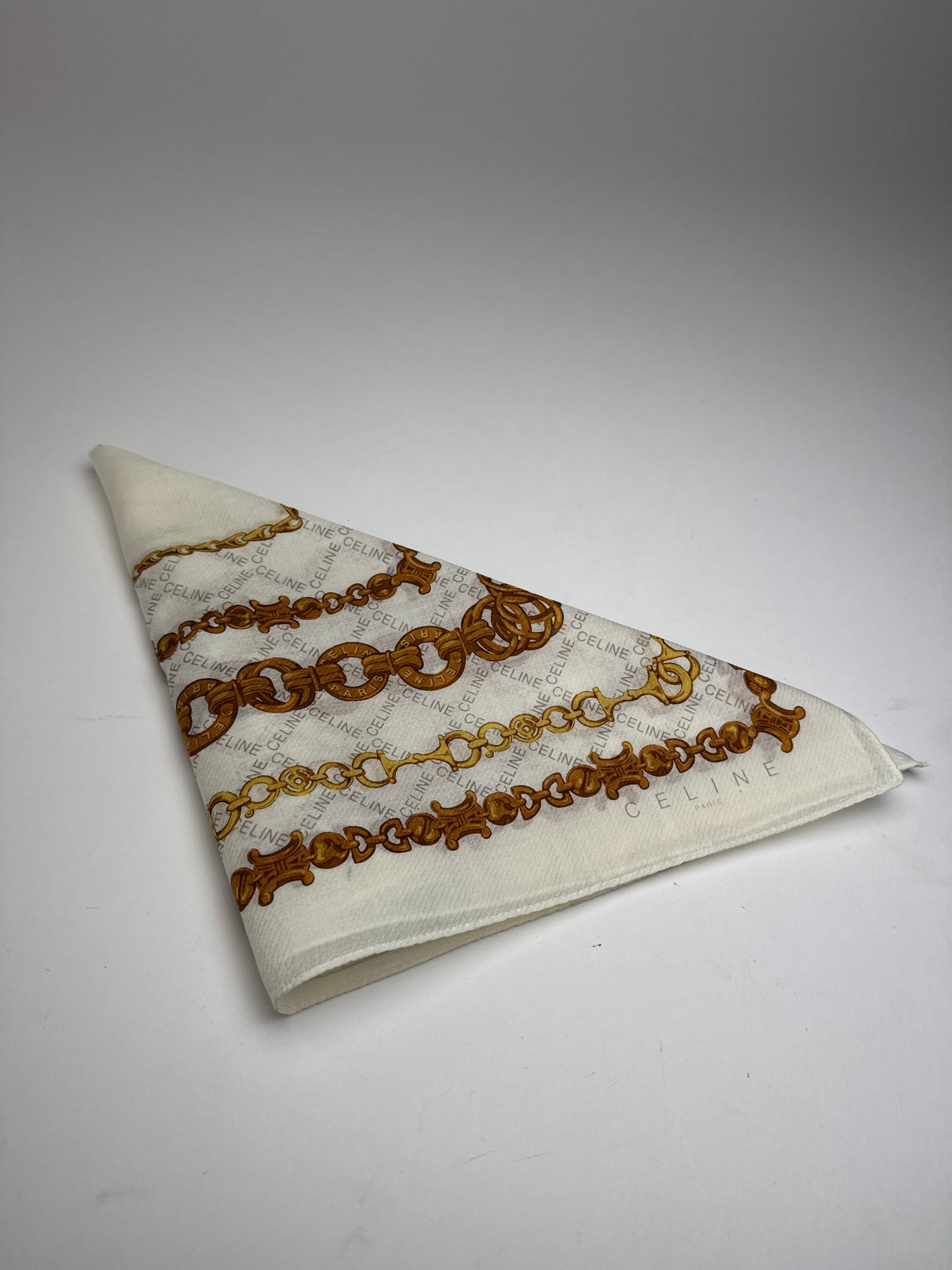 Vintage Celine Baroque Scarf White golden
