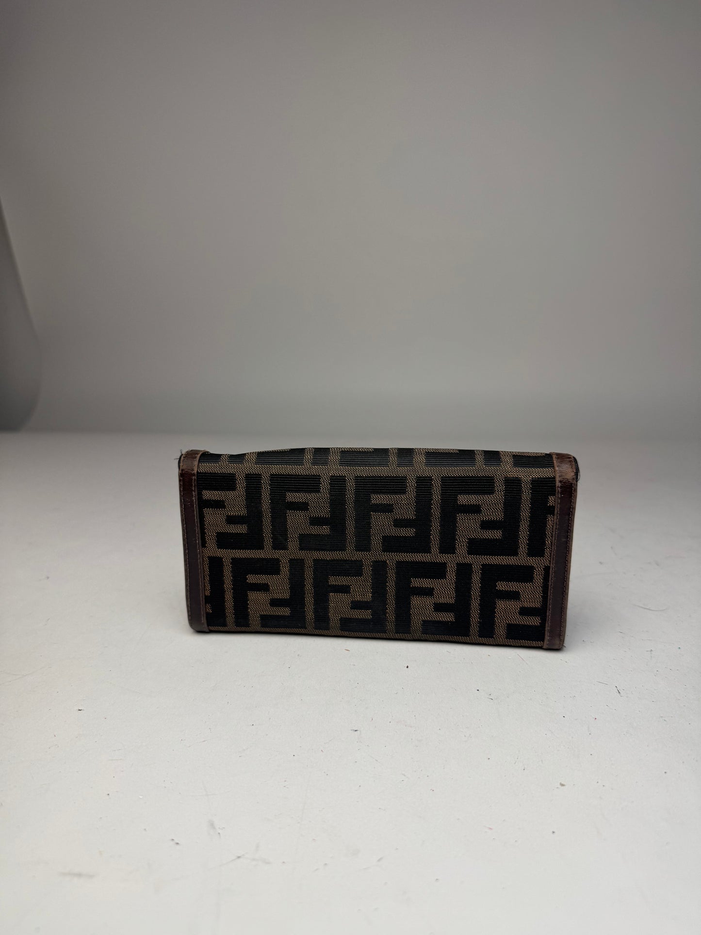 Vintage Fendi FF Monogram Canvas Leather Wallet Brown