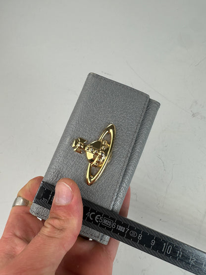 Vintage Vivienne Westwood Leather Wallet Grey Gold-tone