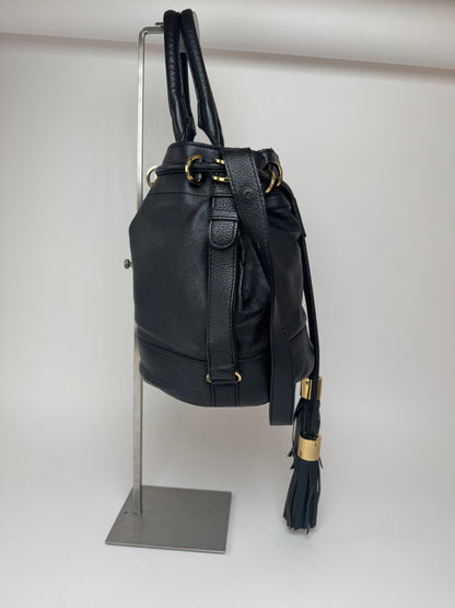 Sac seau vintage en cuir noir CHLOE 2 voies