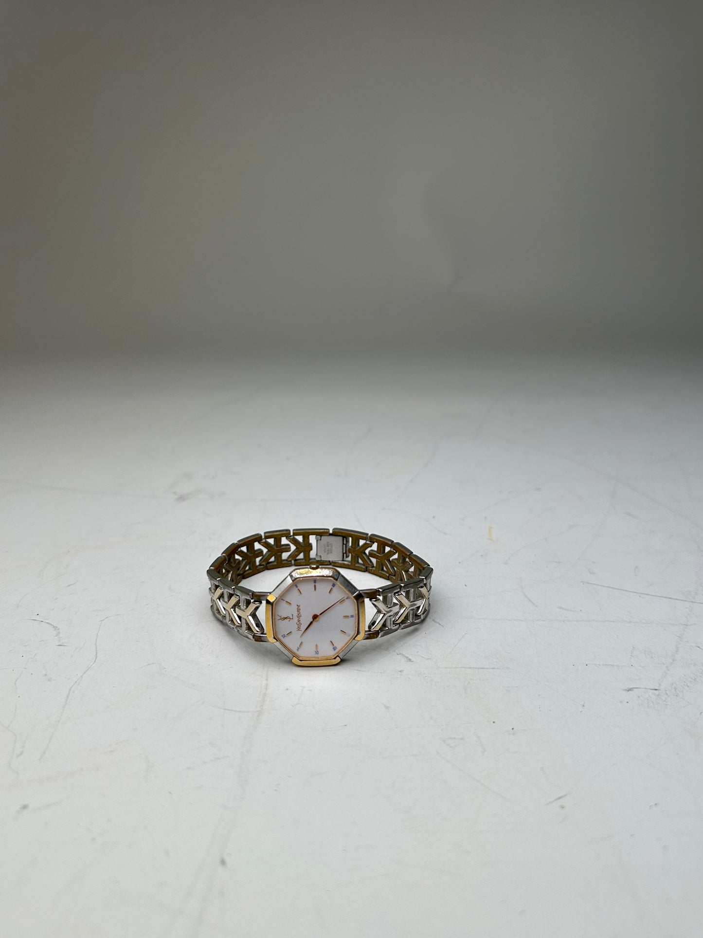 Vintage Saint Laurent Bracelet Watch White Gold-Tone