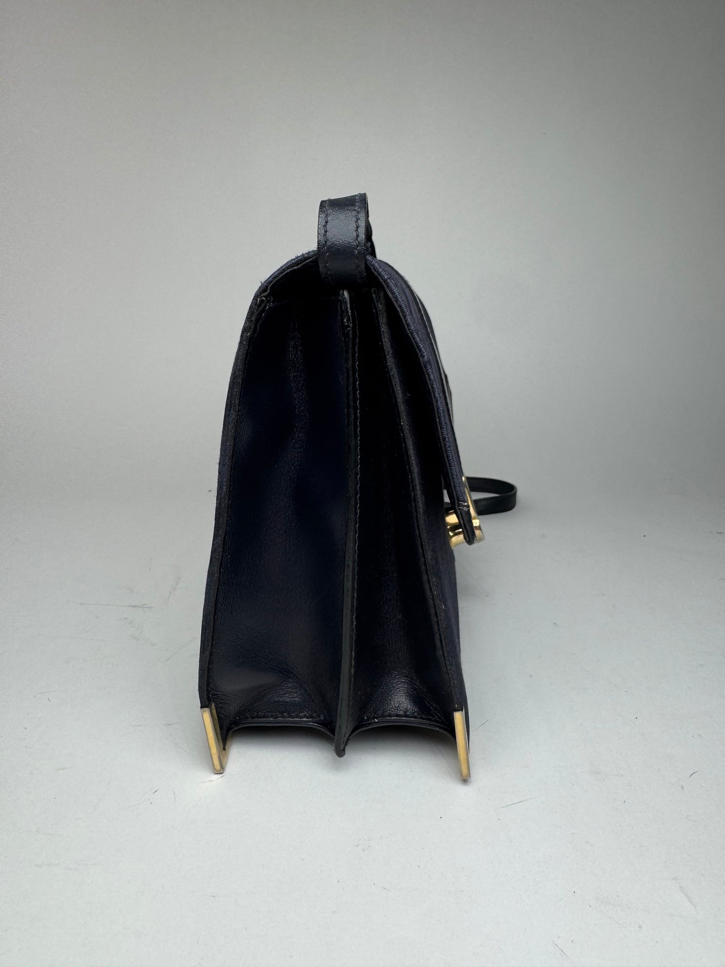 Sac vintage en cuir monogramme Balenciaga bleu marine