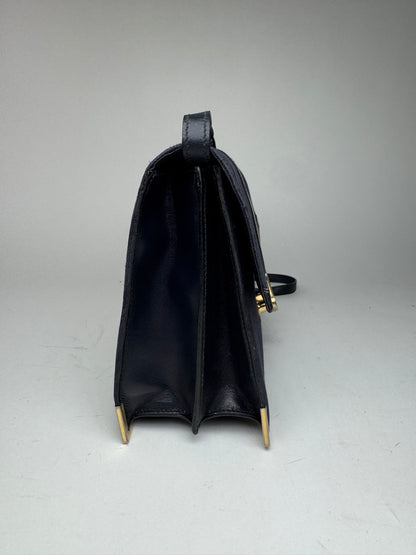 Sac vintage en cuir monogramme Balenciaga bleu marine