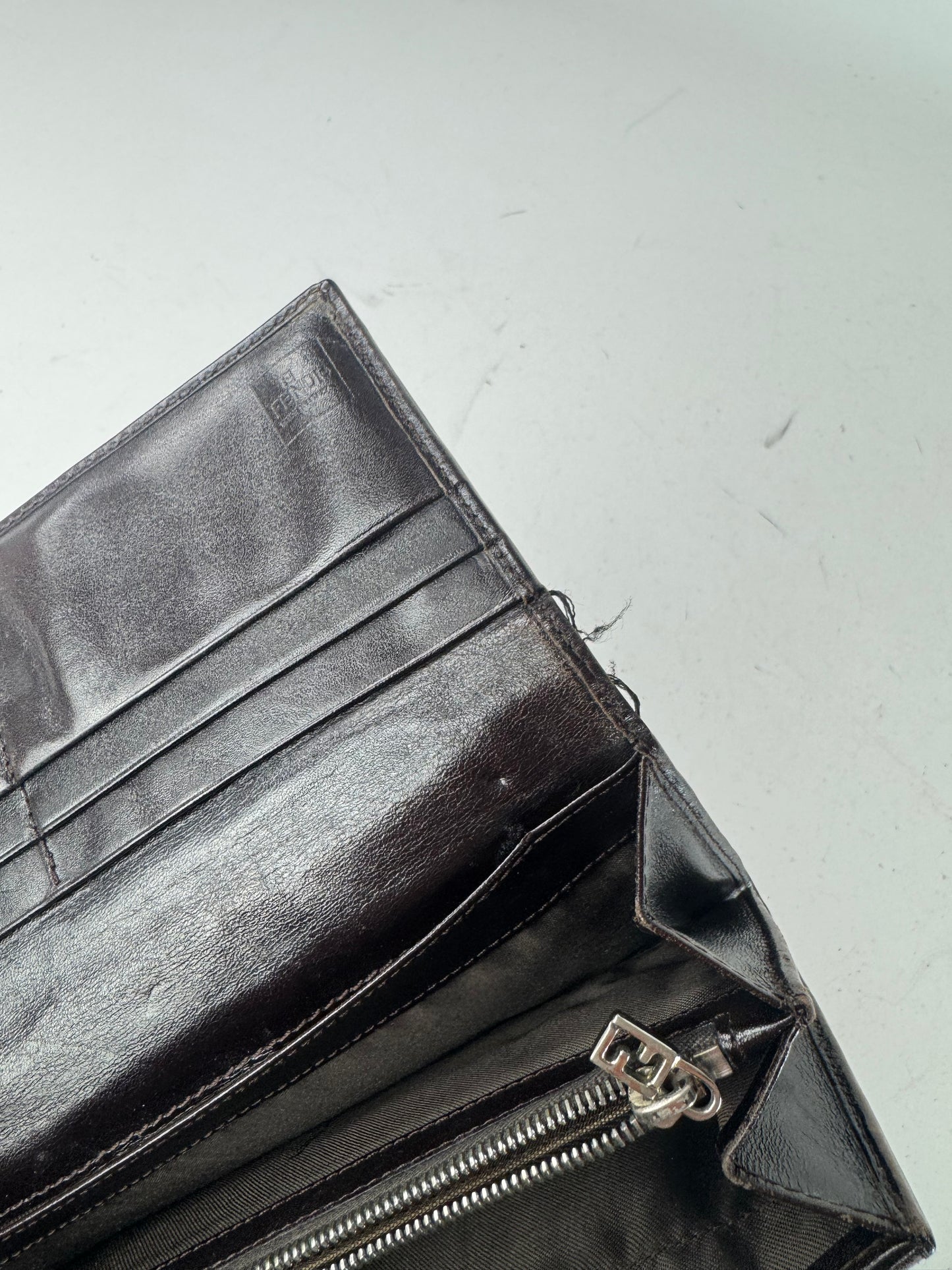 Vintage Fendi FF Monogram Canvas Leather Wallet Brown