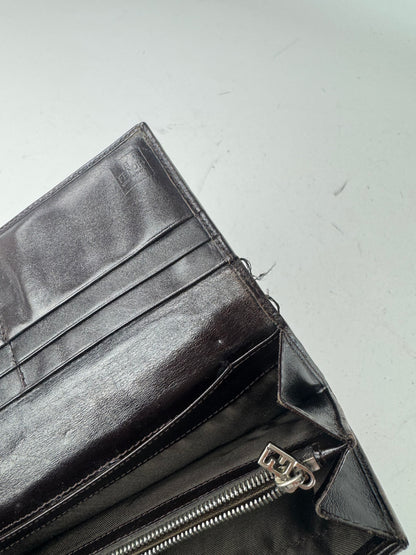 Vintage Fendi FF Monogram Canvas Leather Wallet Brown