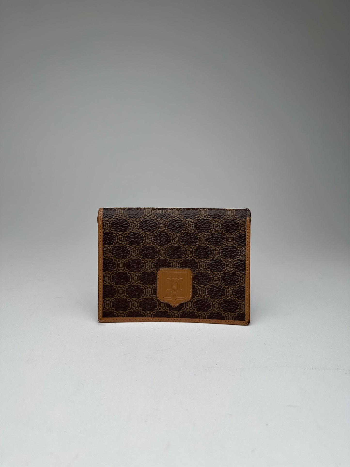 Vintage Celine Paris monogram Leather Card Holder Brown