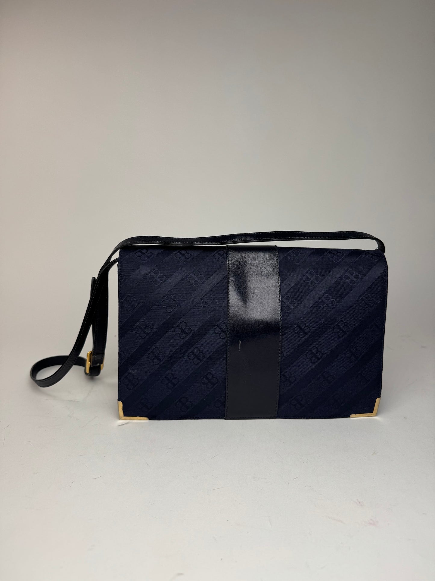 Sac vintage en cuir monogramme Balenciaga bleu marine