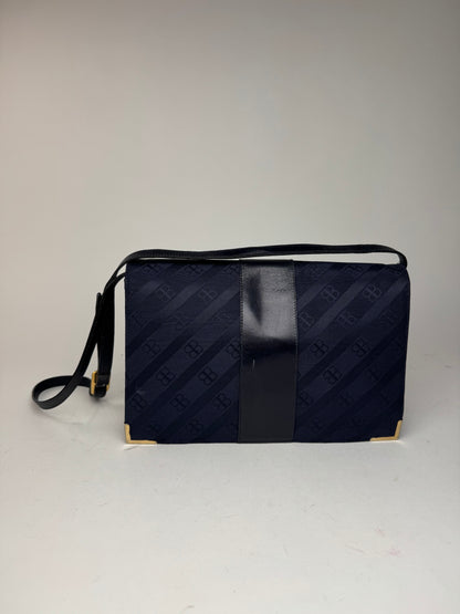 Sac vintage en cuir monogramme Balenciaga bleu marine