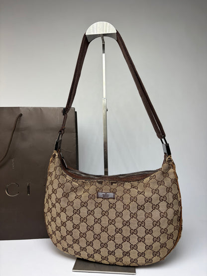 Vintage Gucci GG Supreme Hobo Bag Late 2000s Beige Brown