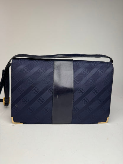 Sac vintage en cuir monogramme Balenciaga bleu marine