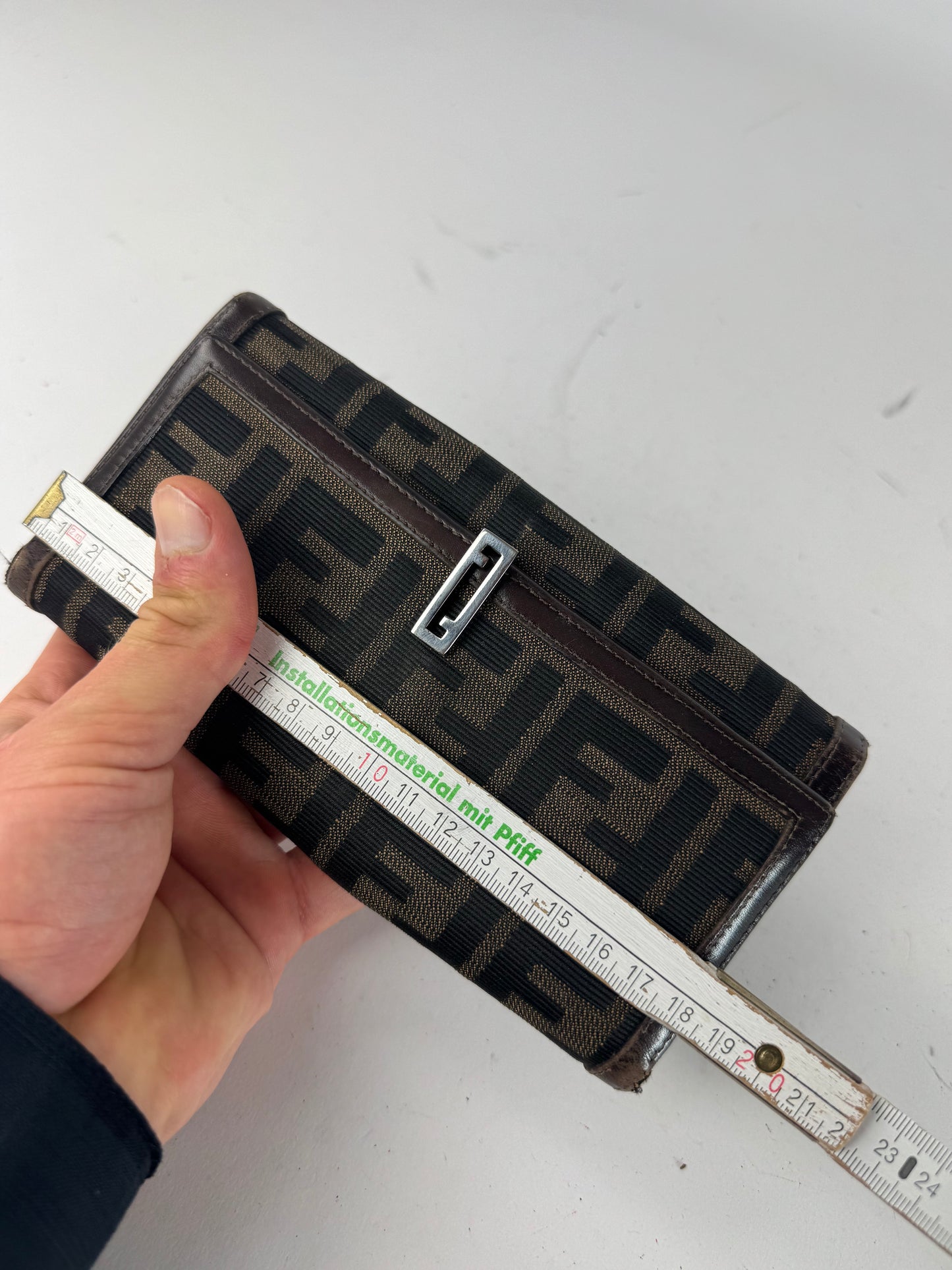 Vintage Fendi FF Monogram Canvas Leather Wallet Brown