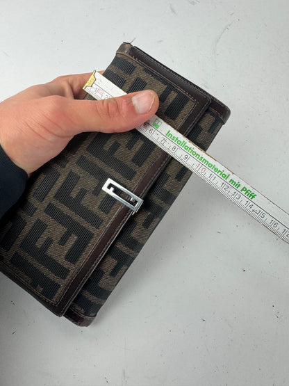 Vintage Fendi FF Monogram Canvas Leather Wallet Brown