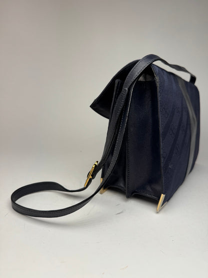 Sac vintage en cuir monogramme Balenciaga bleu marine