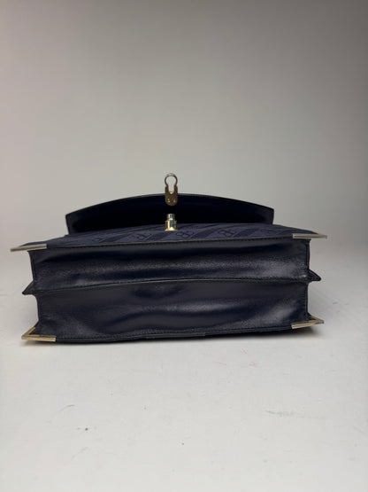 Sac vintage en cuir monogramme Balenciaga bleu marine