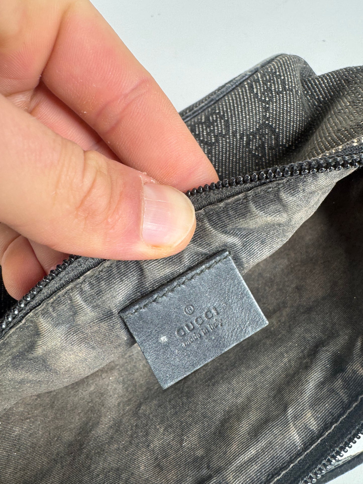 Vintage Gucci Monogram Canvas Baguette bag black