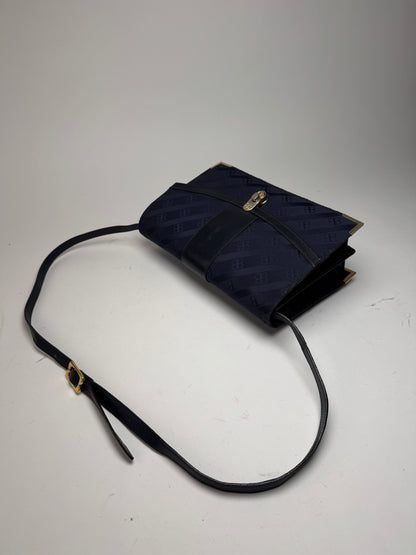 Sac vintage en cuir monogramme Balenciaga bleu marine