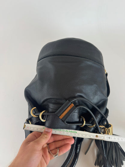 Sac seau vintage en cuir noir CHLOE 2 voies