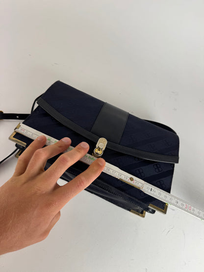 Sac vintage en cuir monogramme Balenciaga bleu marine