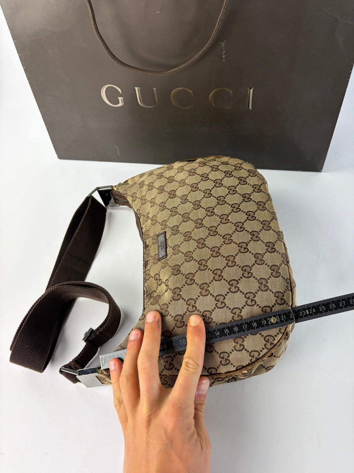 Vintage Gucci GG Supreme Hobo Bag Late 2000s Beige Brown