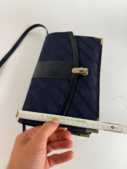 Sac vintage en cuir monogramme Balenciaga bleu marine