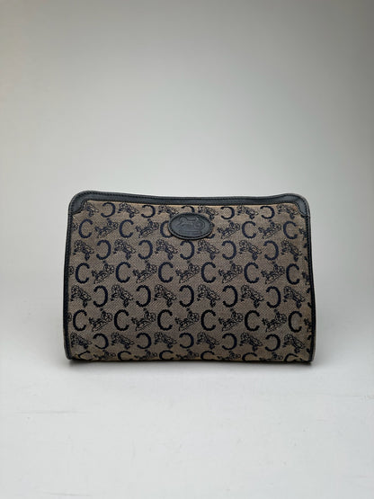 Vintage Celine Macadam Monogram Canvas Leather Clutch