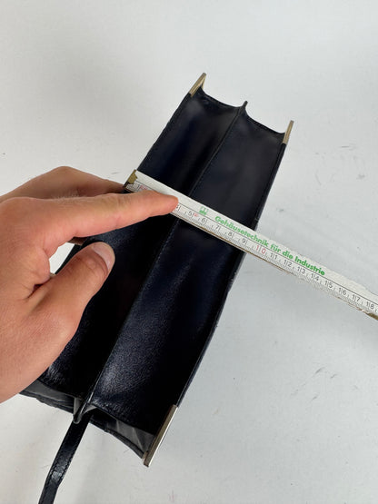 Sac vintage en cuir monogramme Balenciaga bleu marine