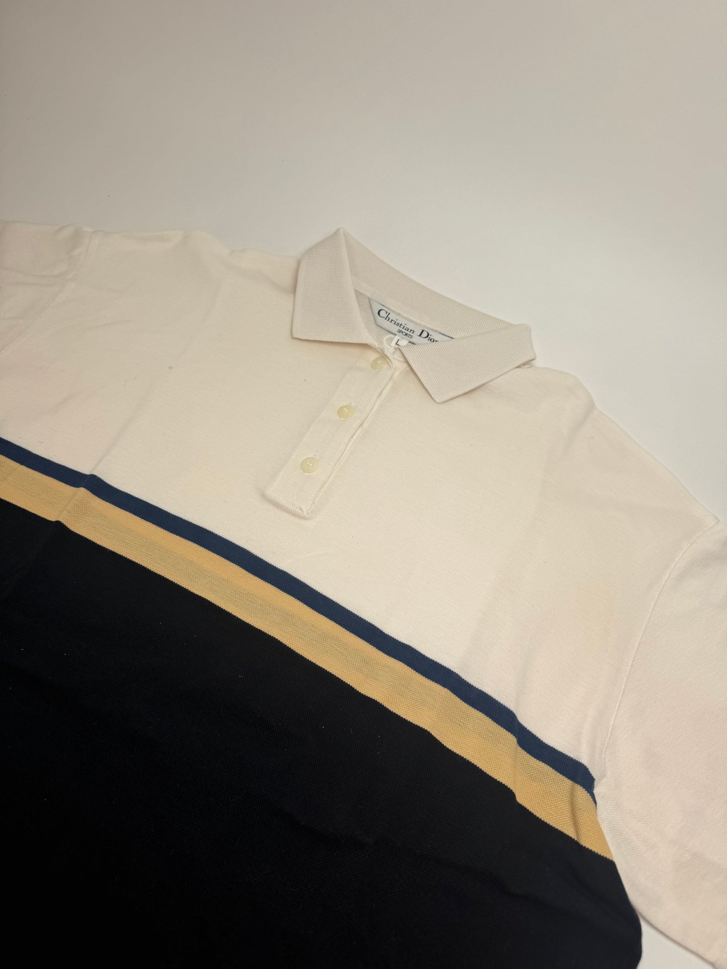 Vintage Dior Mens Polo Shirt L Black white