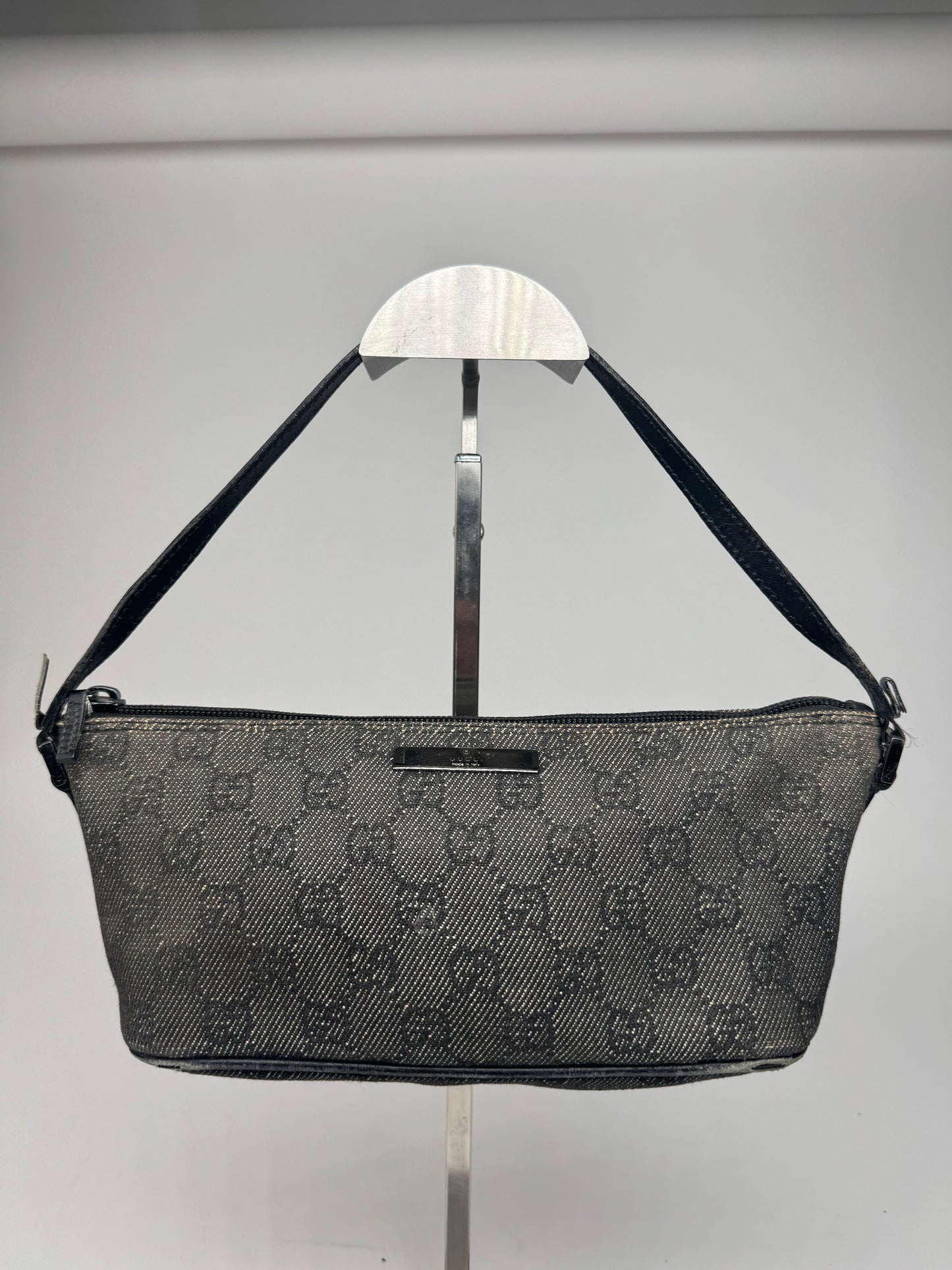 Vintage Gucci Monogram Canvas Baguette bag black